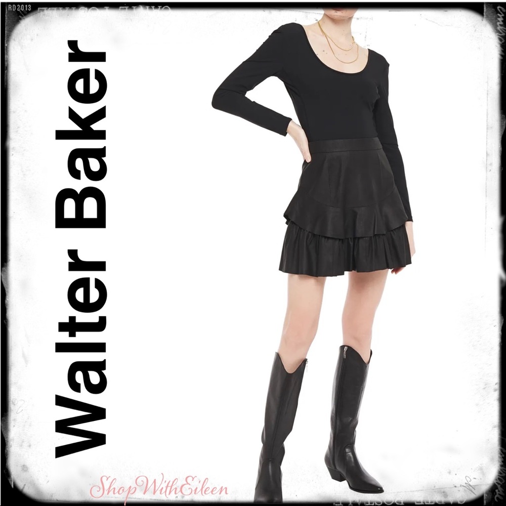 Walter Baker Marni Ruffled Leather Mini Skirt NWT